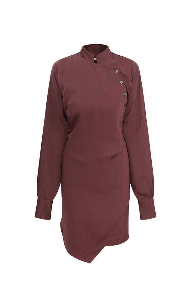 SAMUEL GUI YANG 25 autumn and winter high twist rope dress SGY-AW25BDR09-1-2-MAHOGANY